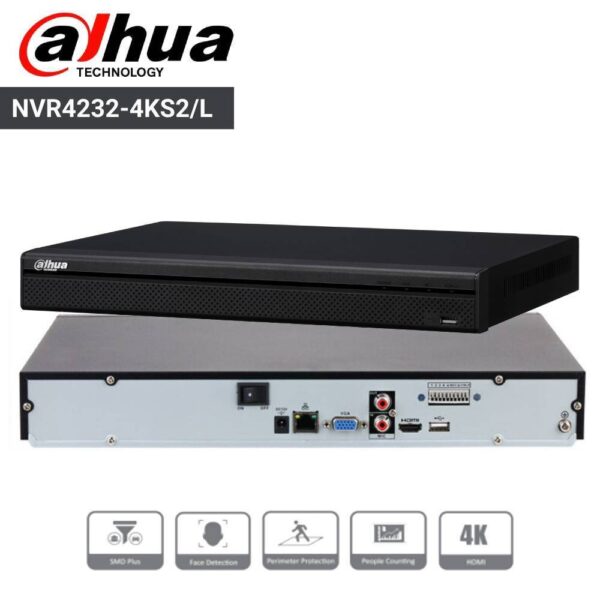 NVR DE 32CH - CAMARAS HASTA 8MP / 4K / 2HDD H.265 IVS DAHUA